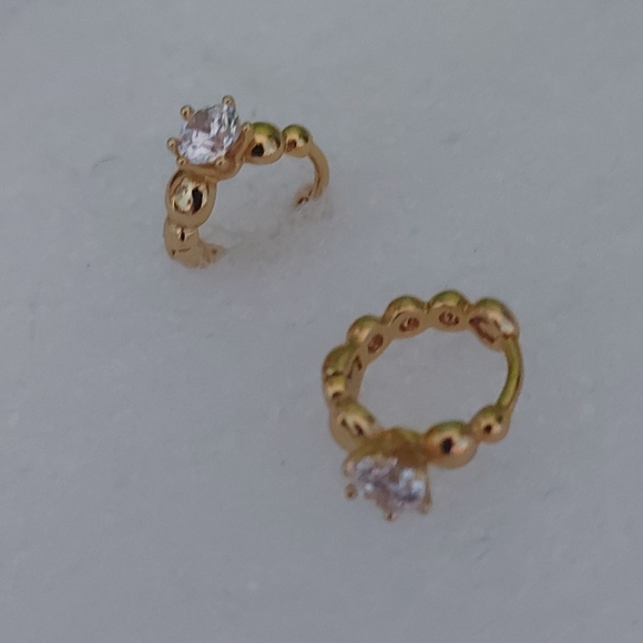 24k Gold Plated Huggie Earrings - Picture 3 of 6